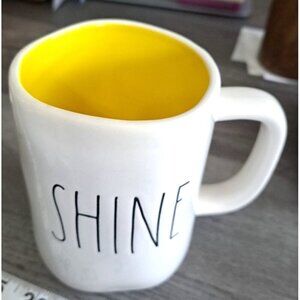 Rae Dunn Artisan Collection 18 oz. Mug Yellow Interior "SHINE"